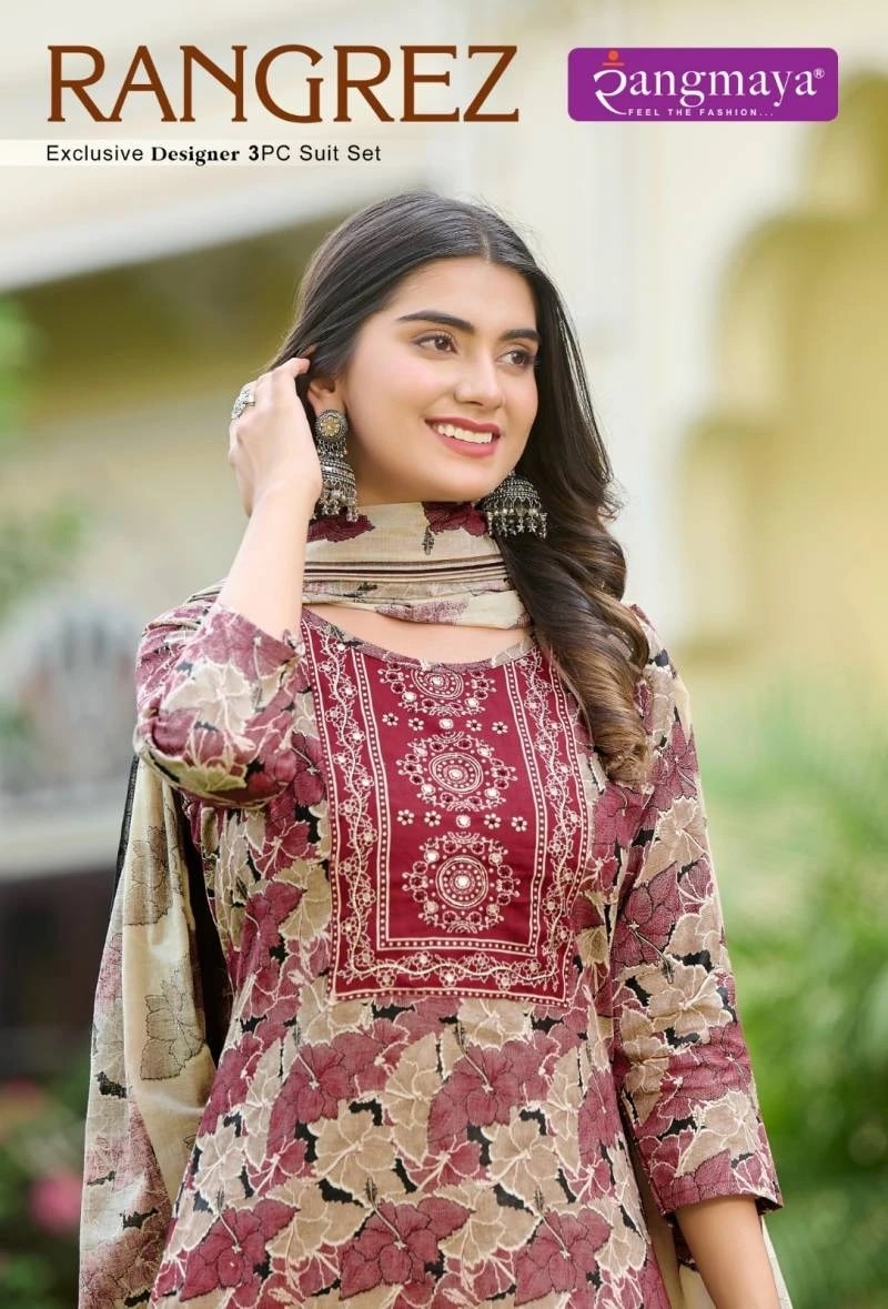 Rangmaya Rangrez Festival Wear Cotton Kurti Pant With Dupatta