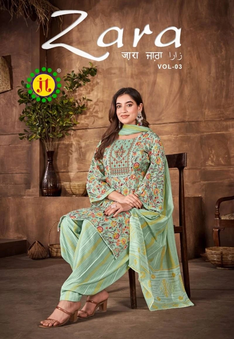 Jt Zara Vol 3 Slub Daily Wear Printed Dress Material Collection