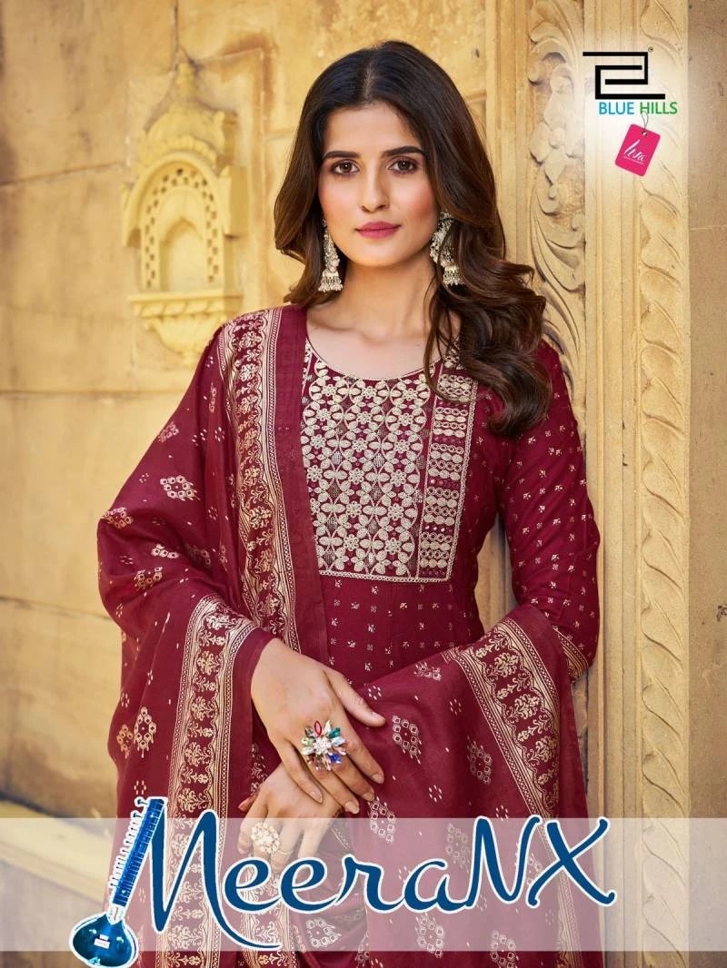 Blue Hills Meera Nx Embroidered Kurti Bottom With Dupatta