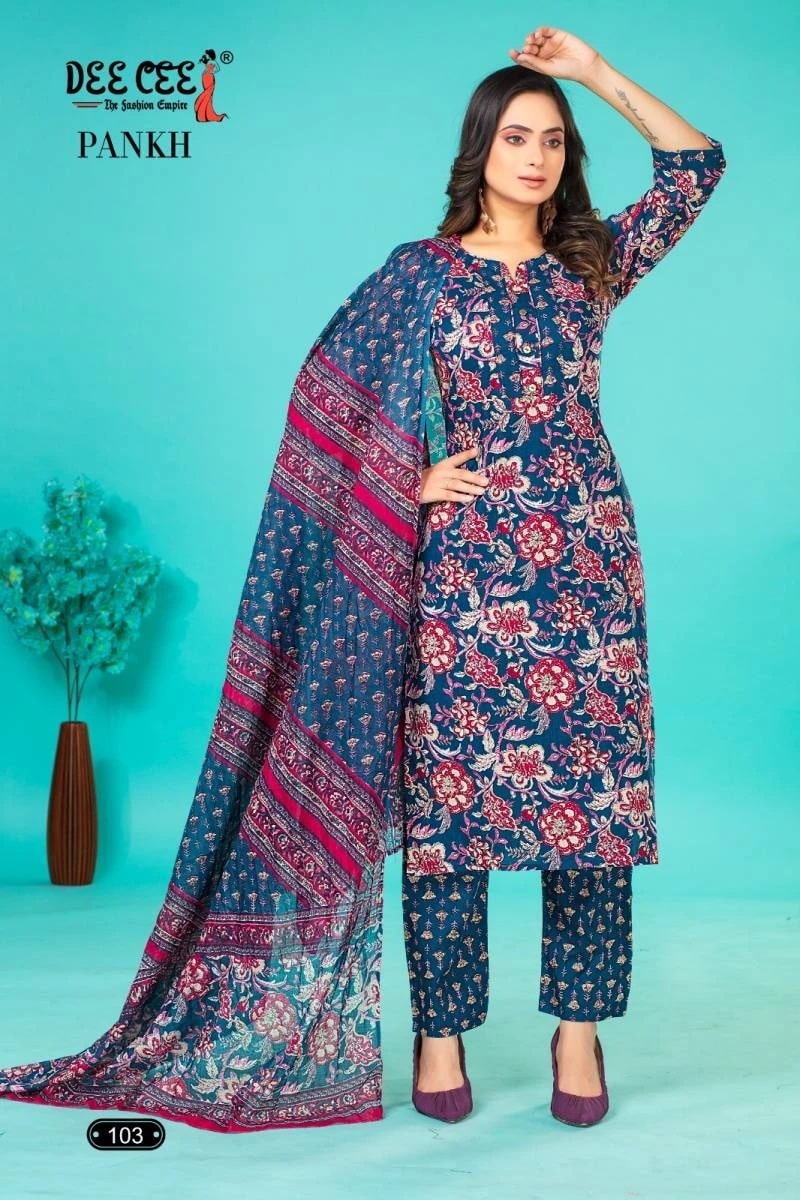 Deecee Pankh Festive Cotton Kurti Pant With Dupatta Collection