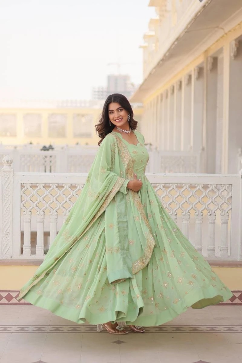 Anamika Vol 51 Embroidery Gown With Dupatta Collection