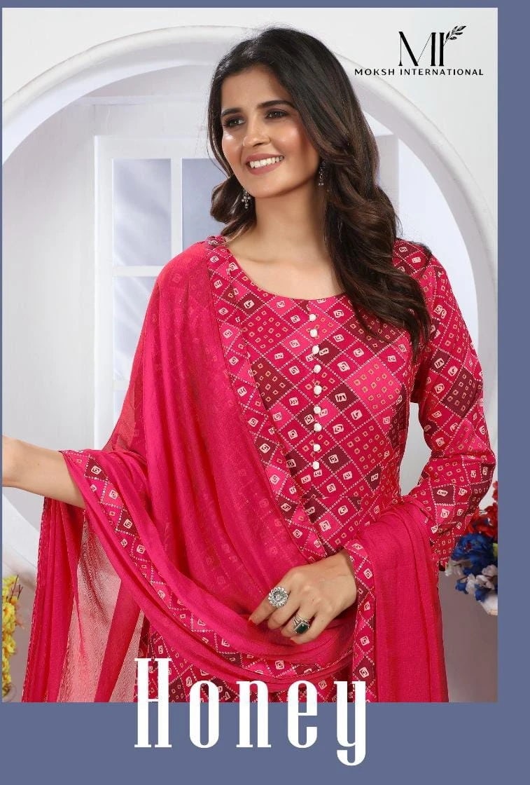 Moksh Honey Vol 1 Designer Printed Long Kurti With Dupatta Collection