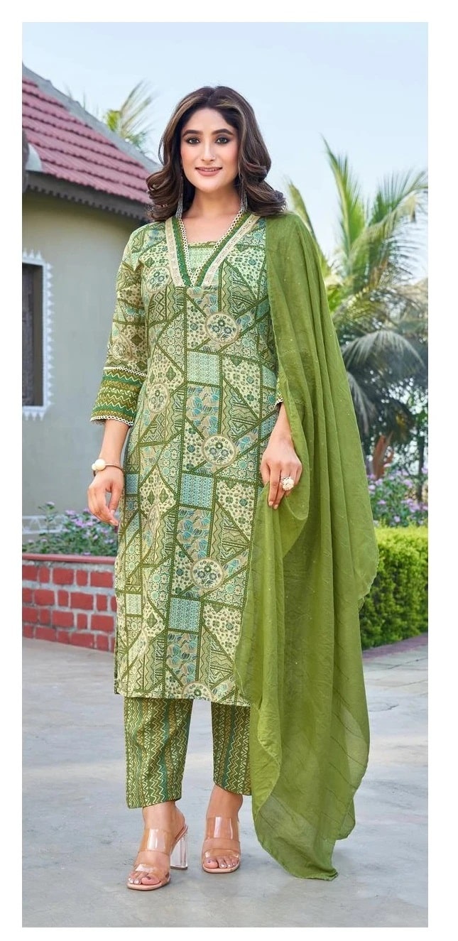 Vitara Cambriz Printed Kurti Bottom With Dupatta