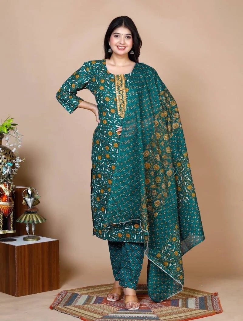 Ruhani 41 Cotton Regular Wear Kurti Pant With Dupatta