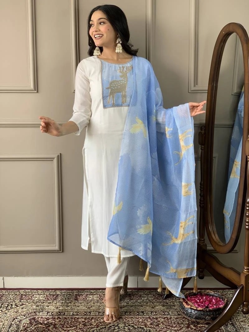 Heena 01 Chanderi Daily Wear Desginer Kurti Bottom With Dupatta