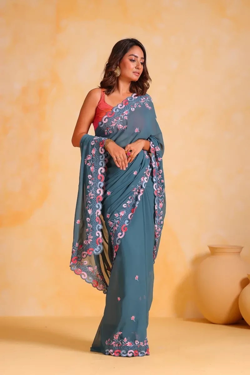 Priya 01 Georgette Embroidery Saree Collection