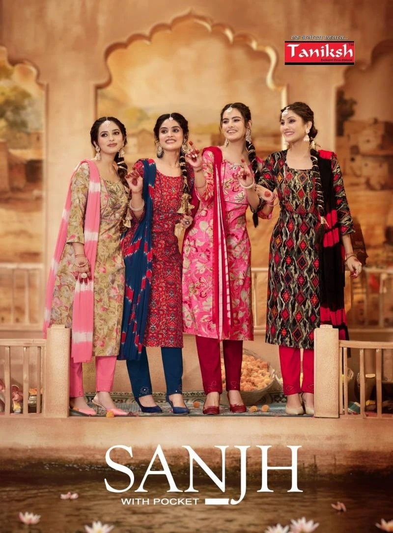 Taniksh Sanjh Vol 1 Hand work Long Kurti Bottom With Dupatta