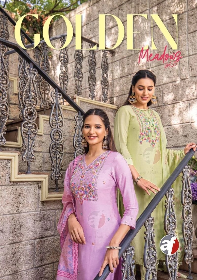 Af Golden Meadows Vol 3 Designer Kurti Bottom With Dupatta Collection