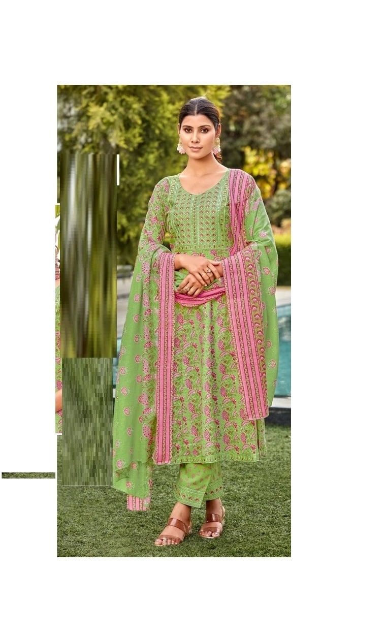 Vitara Kalavati Embroidered Kurti Bottom With Dupatta