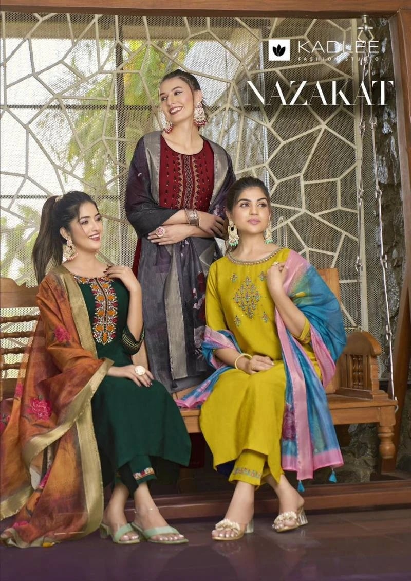 Kadlee Nazakat Viscose Designer Kurti Bottom With Dupatta