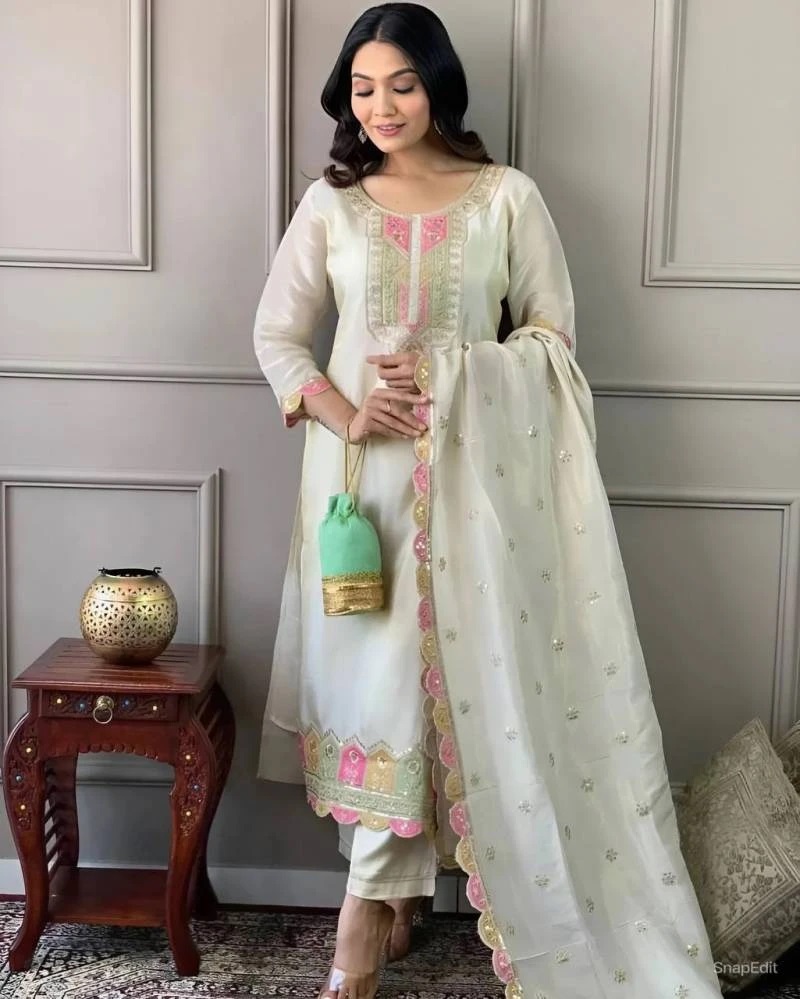 Urvashi 1 Designer White Kurti Bottom With Dupatta Collection