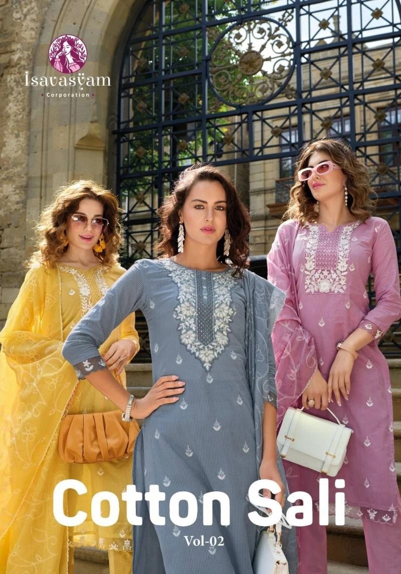 Isavasyam Cotton Sali Vol 2 Designer Kurti Bottom With Dupatta Collection