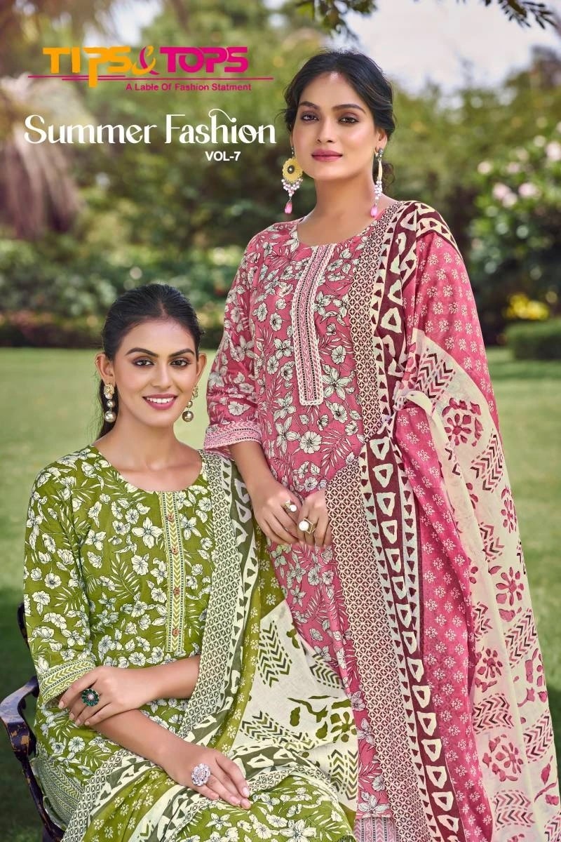 Tips And Tops Summer Fashion Vol 7 Pure Cotton Kurti Bottom With Dupatta