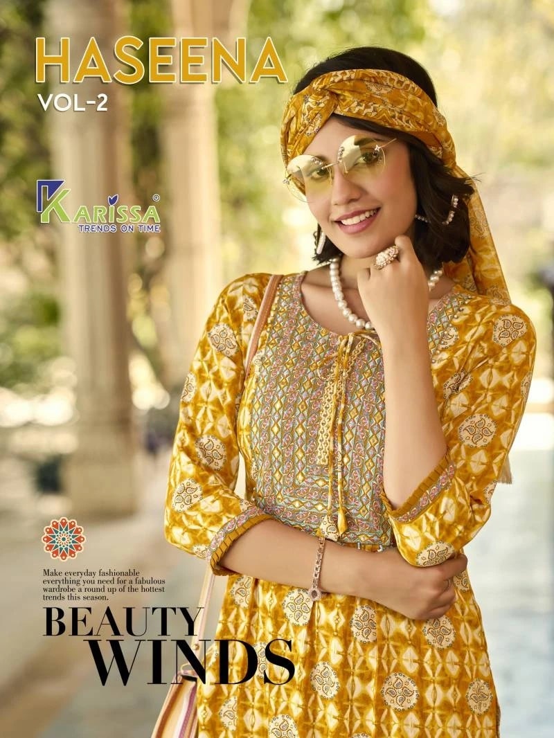 Karissa Haseena Vol 2 Foil Printed Kurti Pant With Dupatta