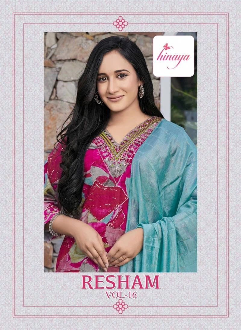 Hinaya Resham Vol 16 Designer Kurti Pant With Dupatta Collection