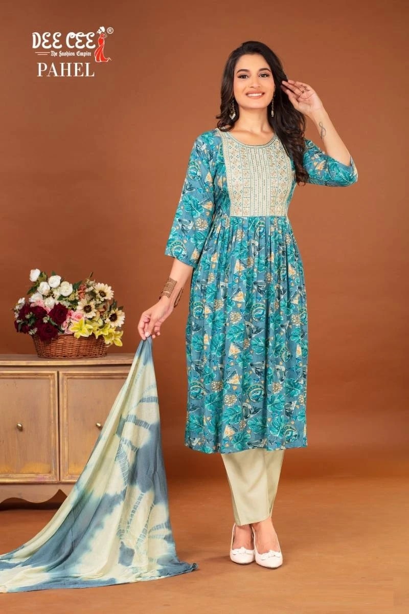 Deecee Pahel Foil Printed Kurti Bottom With Dupatta