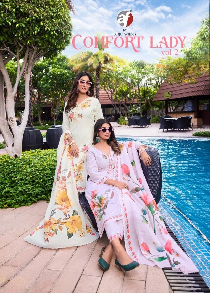 Af Comfort Lady Vol 2 Cotton Designer Kurti Pant With Dupatta