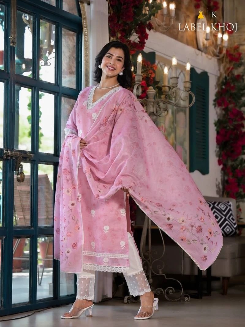 Label Khoj Linen Digital Vol 1 Festive Wear Kurti Bottom With Dupatta