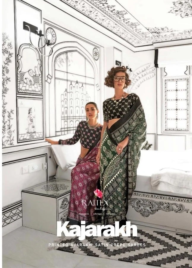Rajtex Kajarakh Satin Crepe Designer Printed Saree Wholesale
