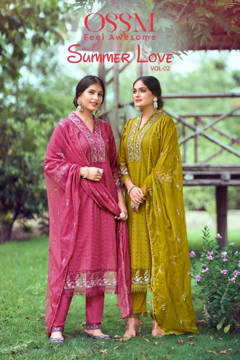Ossm Summer Love Vol 2 Soft Cotton V Neck Kurti Bottom With Dupatta