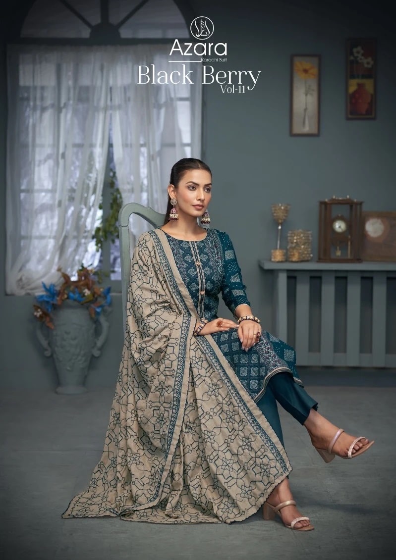 Radhika Azara Black Berry Vol 11 Soft Cotton Dress Material Collection