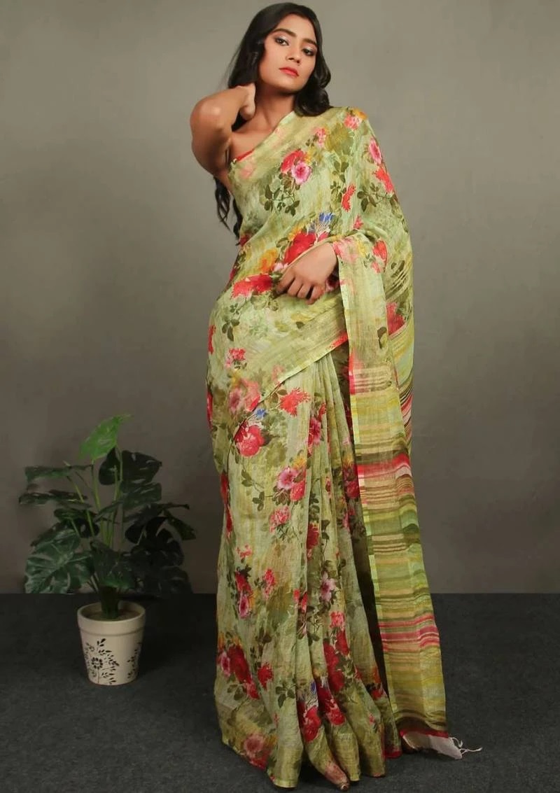 Fab 134 Linen Printed Saree Collection