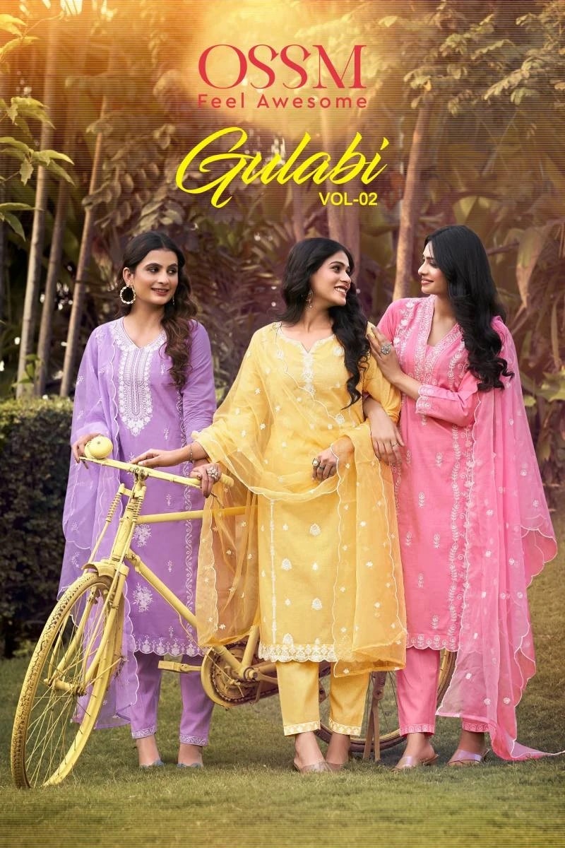 Ossm Gulabi Vol 2 Series 1001 Cotton Kurti Bottom With Dupatta