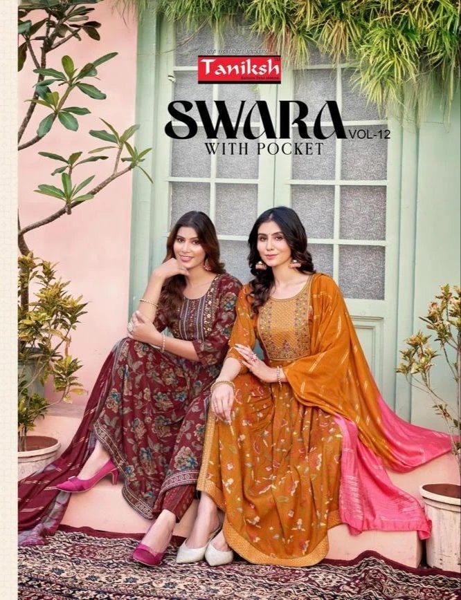 Taniksh Swara Vol 12 Embroidery Kurti Bottom With Dupatta Collection