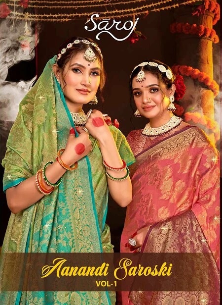 Saroj Aanandi Swarovski Vol 1 Organza Silk Saree Collection