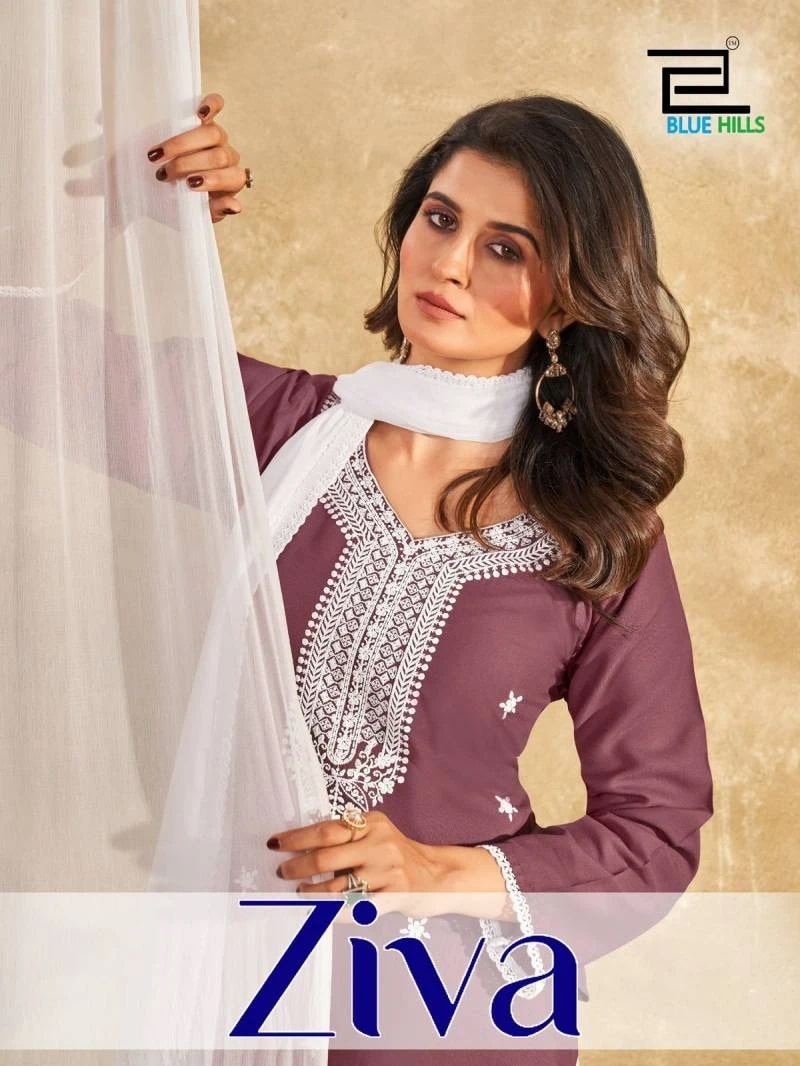 Blue Hills Ziva Embroidered Kurti Bottom With Dupatta