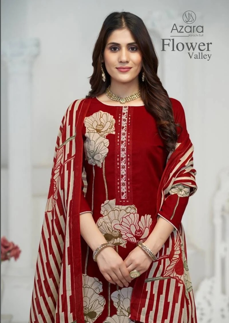 Radhika Azara Flower Cotton Dress Material