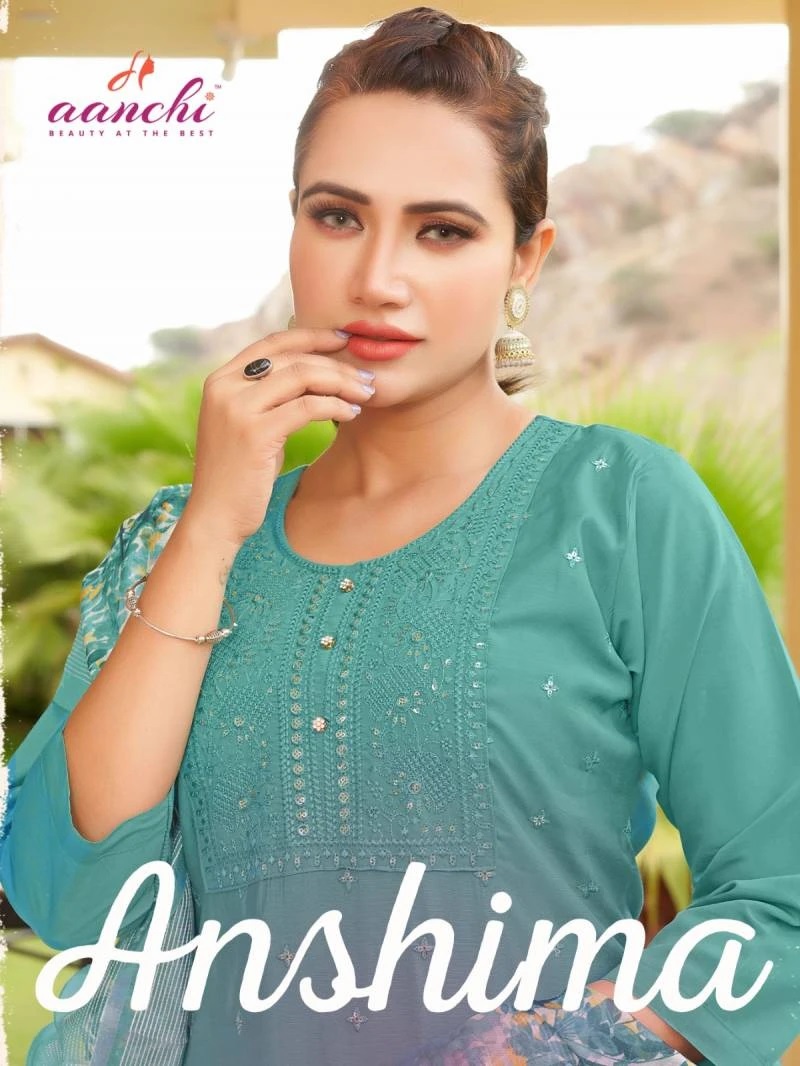 Aanchi Anshima Silk Kurti Bottom With Dupatta