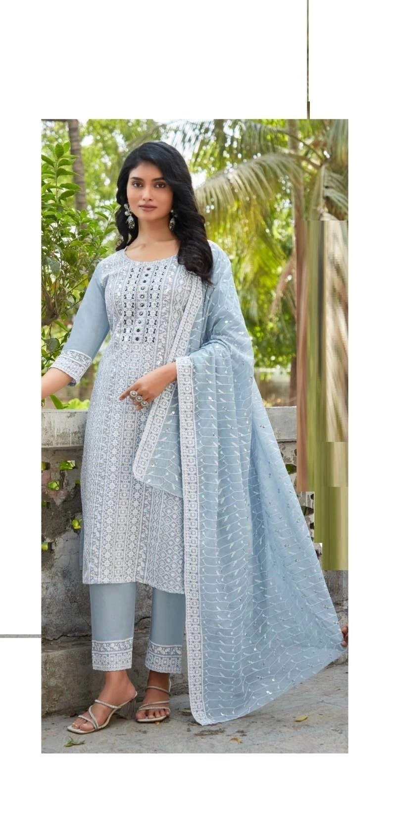 Vitara Summer Cool Embroidery Kurti Bottom With Dupatta
