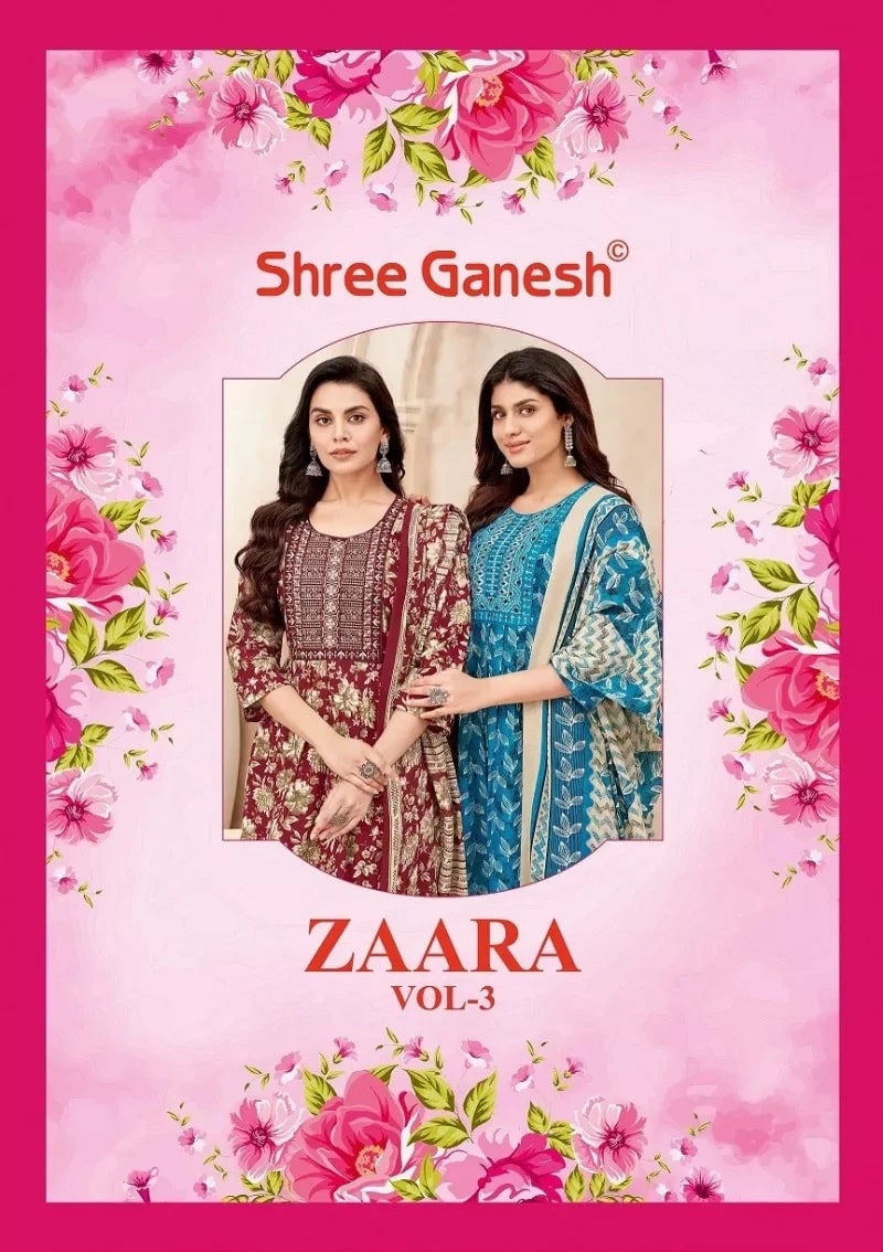 Shree Ganesh Zaara Vol 3 Nyra Cut Kurti Bottom With Dupatta