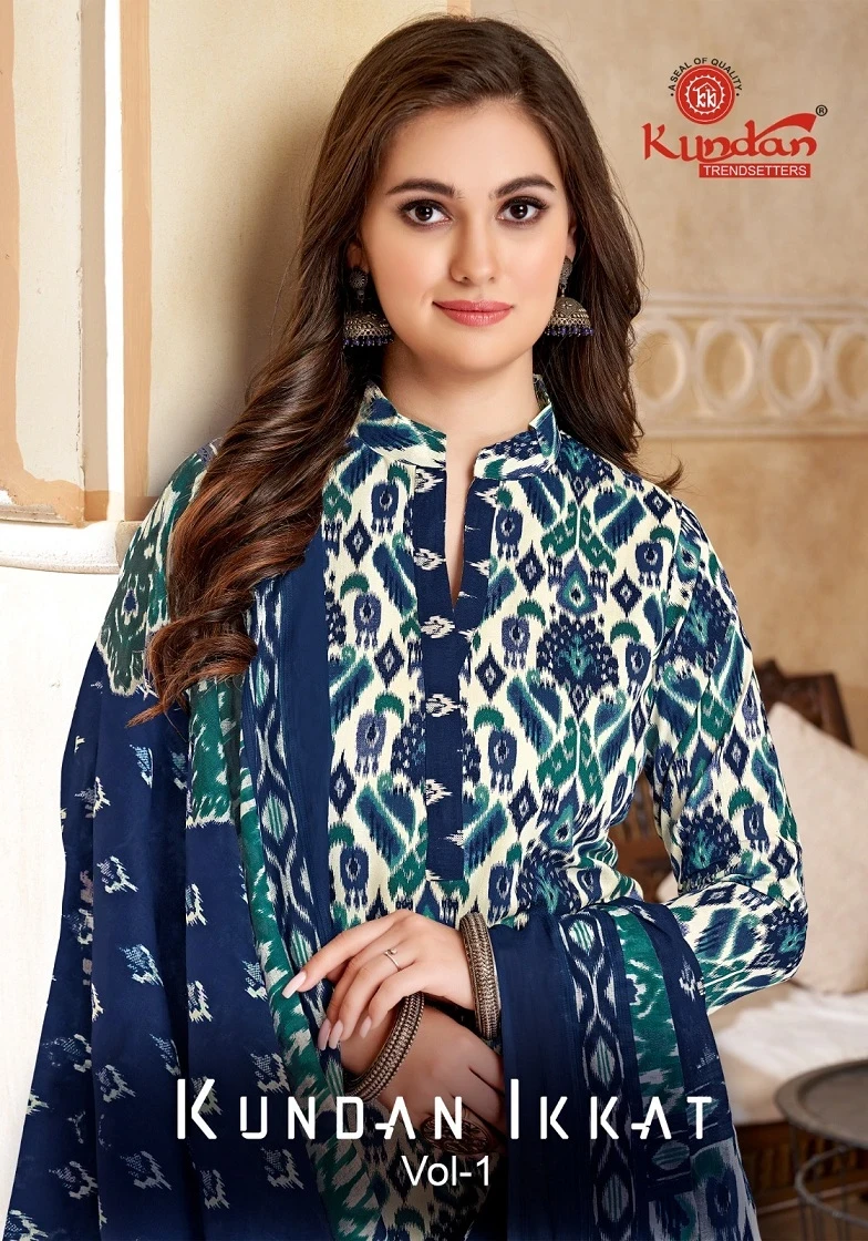 Kundan Ikkat Vol 1 Cotton Kurti Bottom With Dupatta