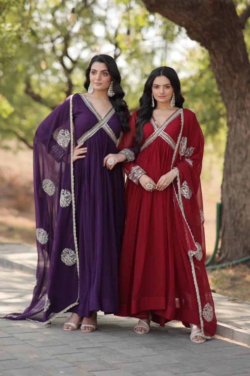 Anamika Vol 61 Embroidered Gown With Dupatta
