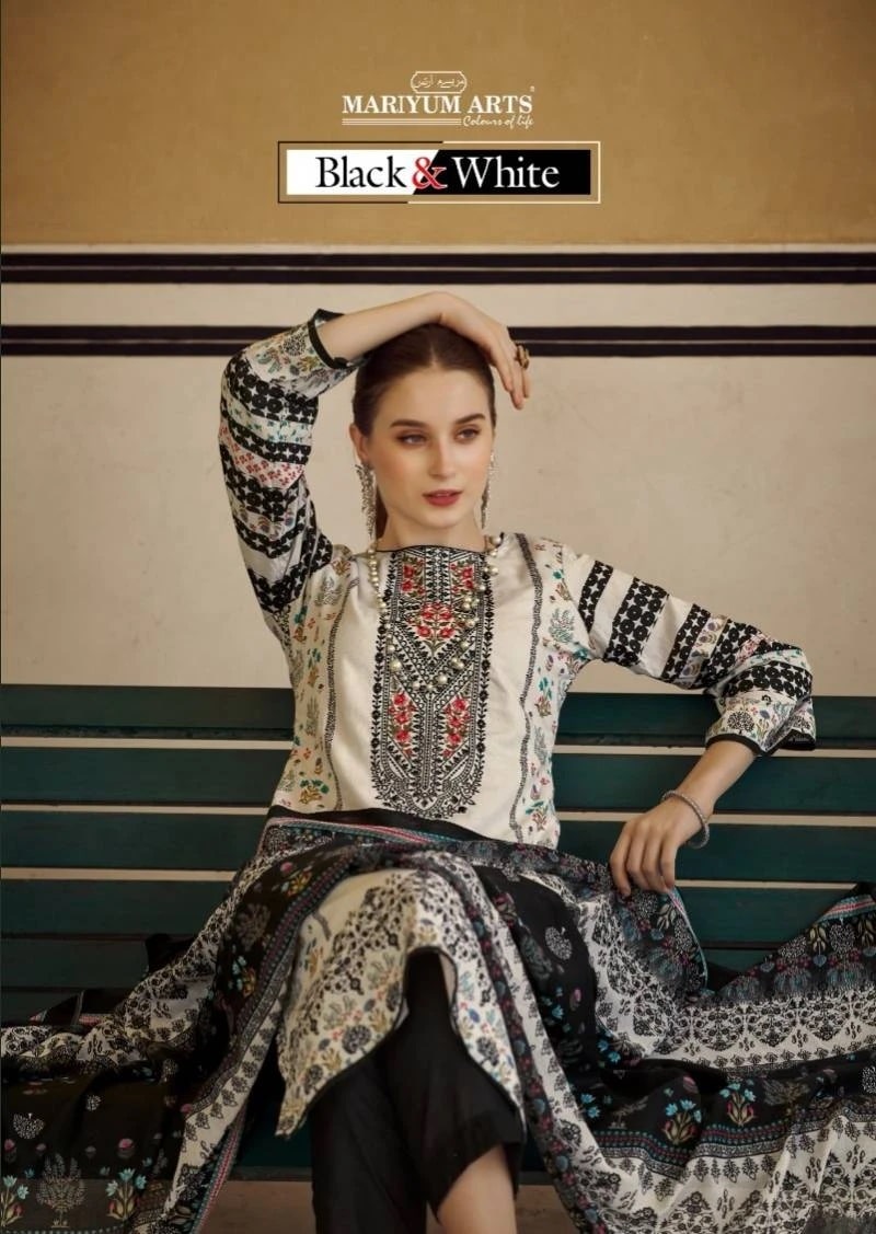 Mariyum Black And White Designer Dress Material Collection