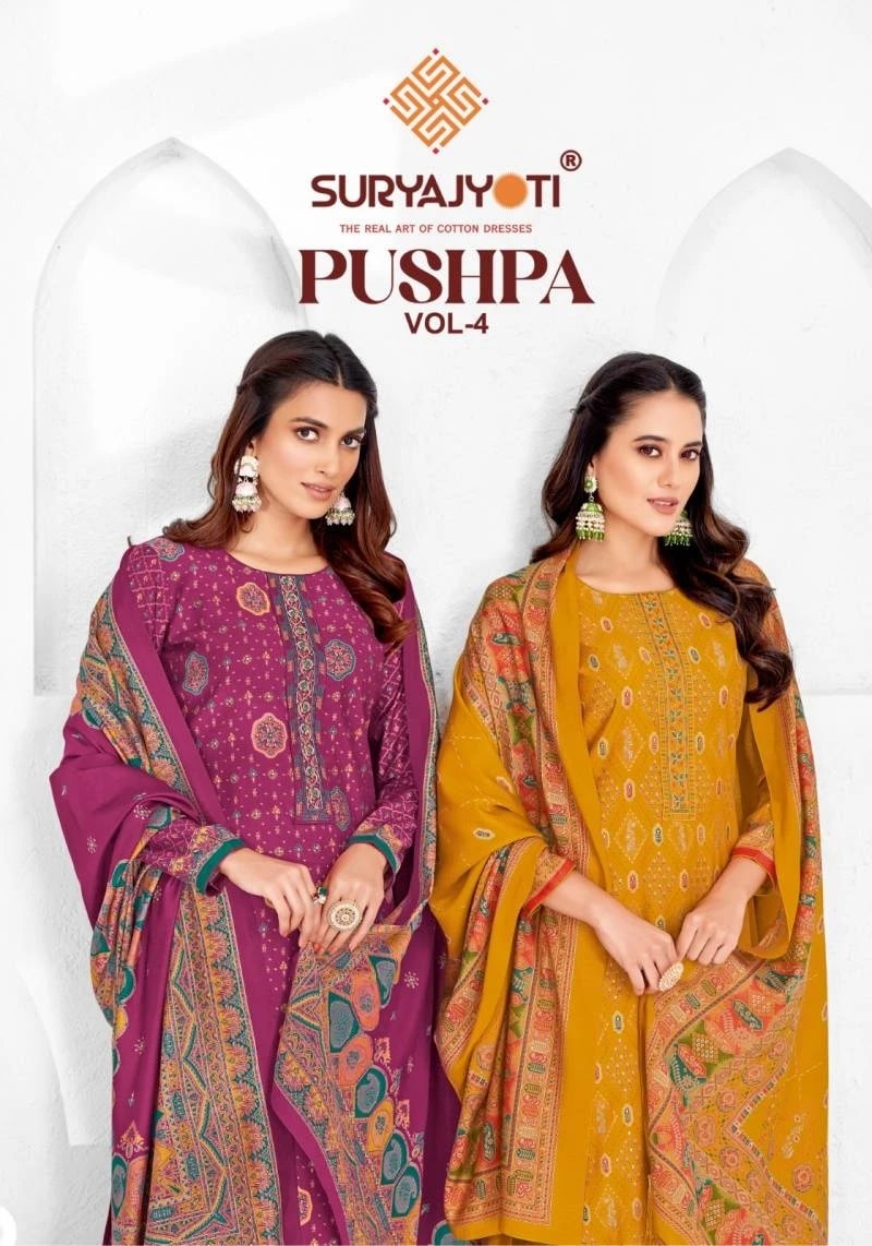 Suryajyoti Pushpa Vol 4 Embroidery Print Dress Material