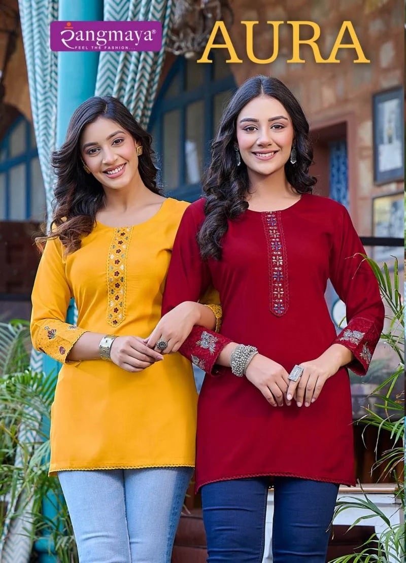 Rangmaya Aura Rayon Ladies Top Collection