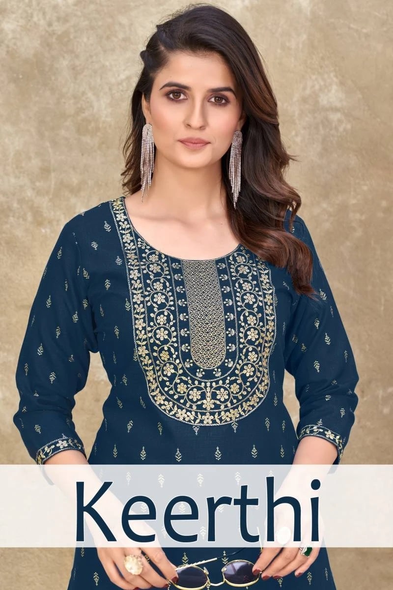Mukesh Keerthi Foil Printed Kurti Collection