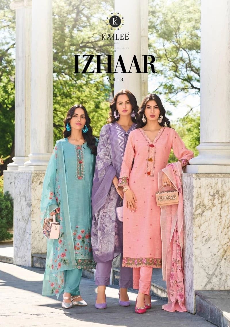 Kailee Izhaar Vol 3 Linen Kurti Bottom With Dupatta