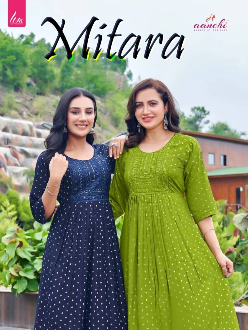 Aanchi Mitara Embroidered Kurti Collection