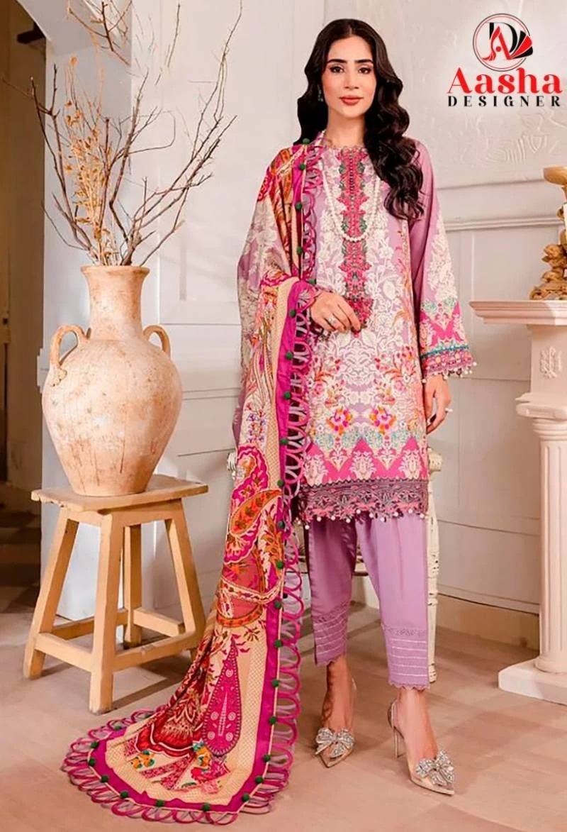 Aasha 1088 And 1089 Pakistani Salwar Suits Cotton Dupatta