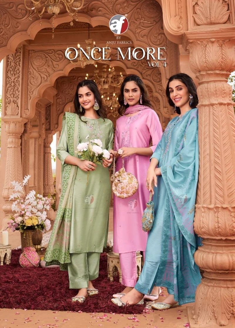 Af Once More Vol 4 Designer Kurti Pant With Dupatta