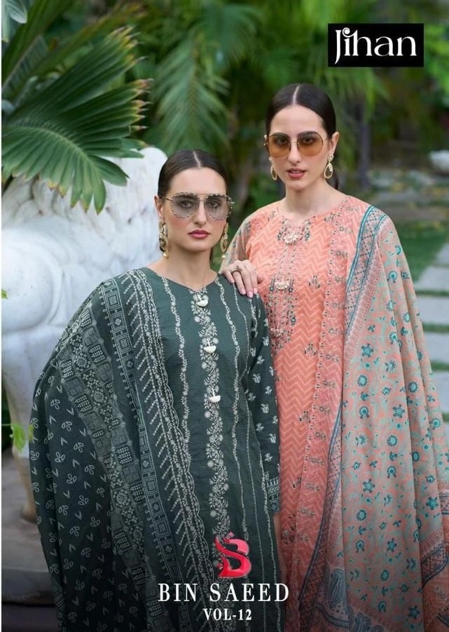 Jihan Bin Saeed Vol 12 Lawn Pakistani Salwar Suits