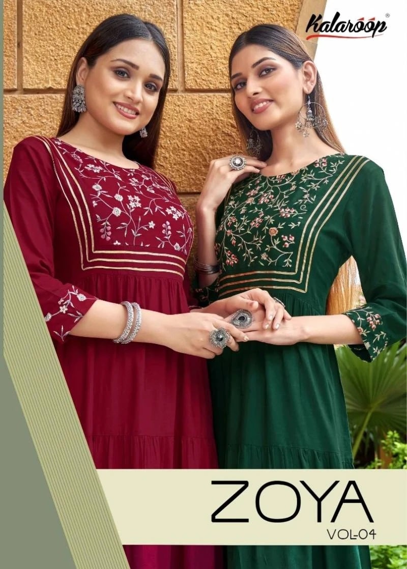 Kalaroop Zoya 4 Embroidered Long Kurti Collection