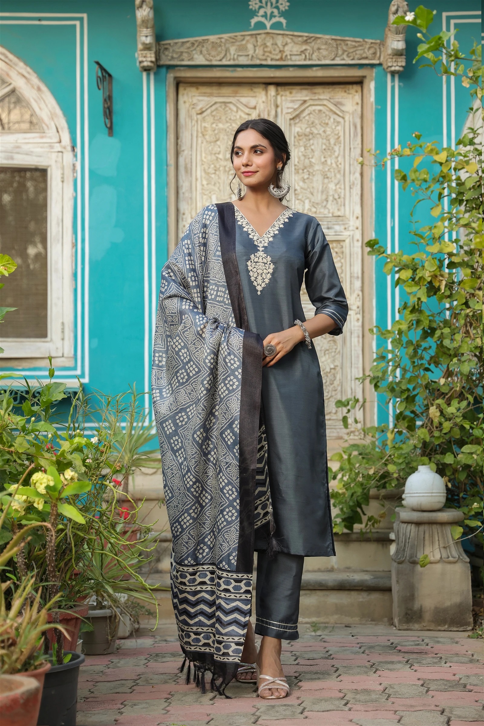 Dhruvi 168 Silk Kurti Bottom With Dupatta