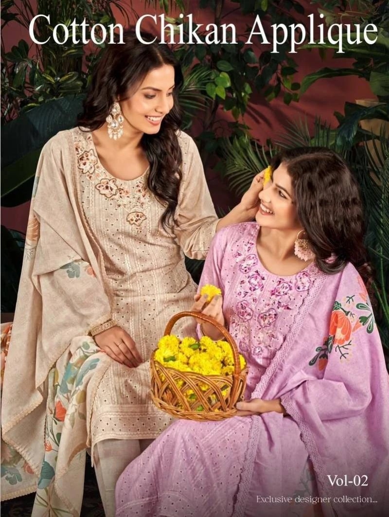 Isavasyam Cotton Chikan Applique Vol 2 Ready Made Dress