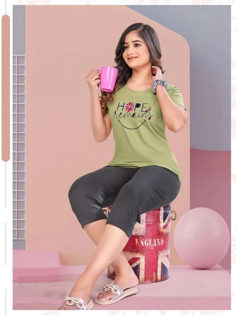 Summer Special Capri Vol At2590 Cotton Night Suit