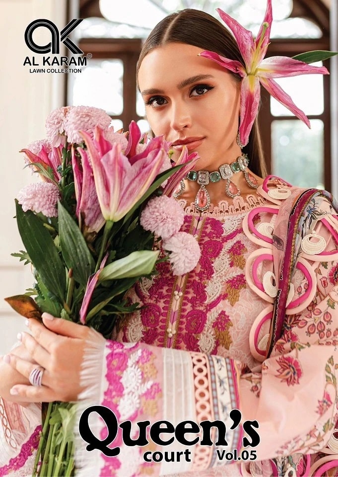 Al Karam Queen Court Vol 5 Cambric Cotton Dress Material